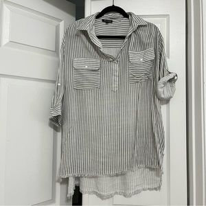 Striped Raw Hem Tunic